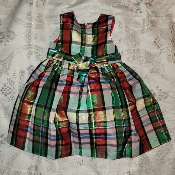NWT! Bonnie Jean Plaid Metallic Dress & Red Velvet Bolero. Sz 2T - Picture 4 of 11